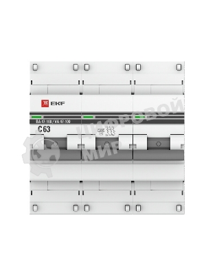Выключатель автоматический EKF mcb47100-3-63C-pro 3P 63А (C) 10kA ВА 47-100 EKF PROxima