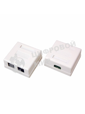 Розетка Rexant сетевая LAN, на стену, (2 гнездо 8Р8С (Rj-45), 5e кат)