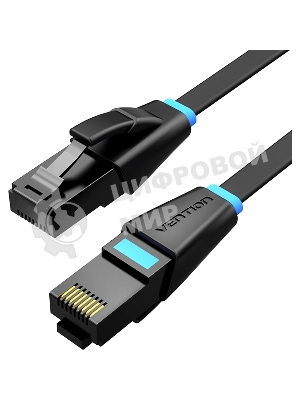 Патч-корд Vention прямой UTP cat.6, RJ45 - 1,5м. плоский черный