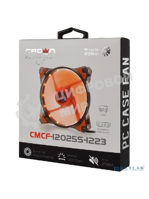 Вентилятор для корпуса Crown CMCF-12025S-1223 черный/оранжевый, 120 мм, 1650 об/мин, 28 дБ, 3 pin
