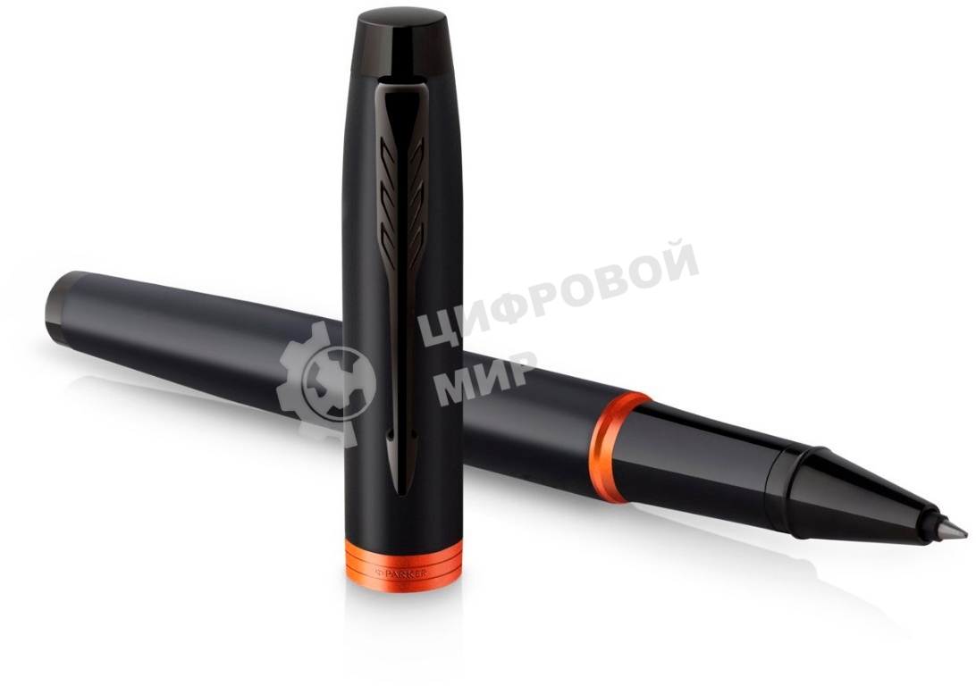 Ручка роллер Parker IM Vibrant Rings T315 (CW2172945) Flame Orange PVD, F, черные чернила, подарочная коробка