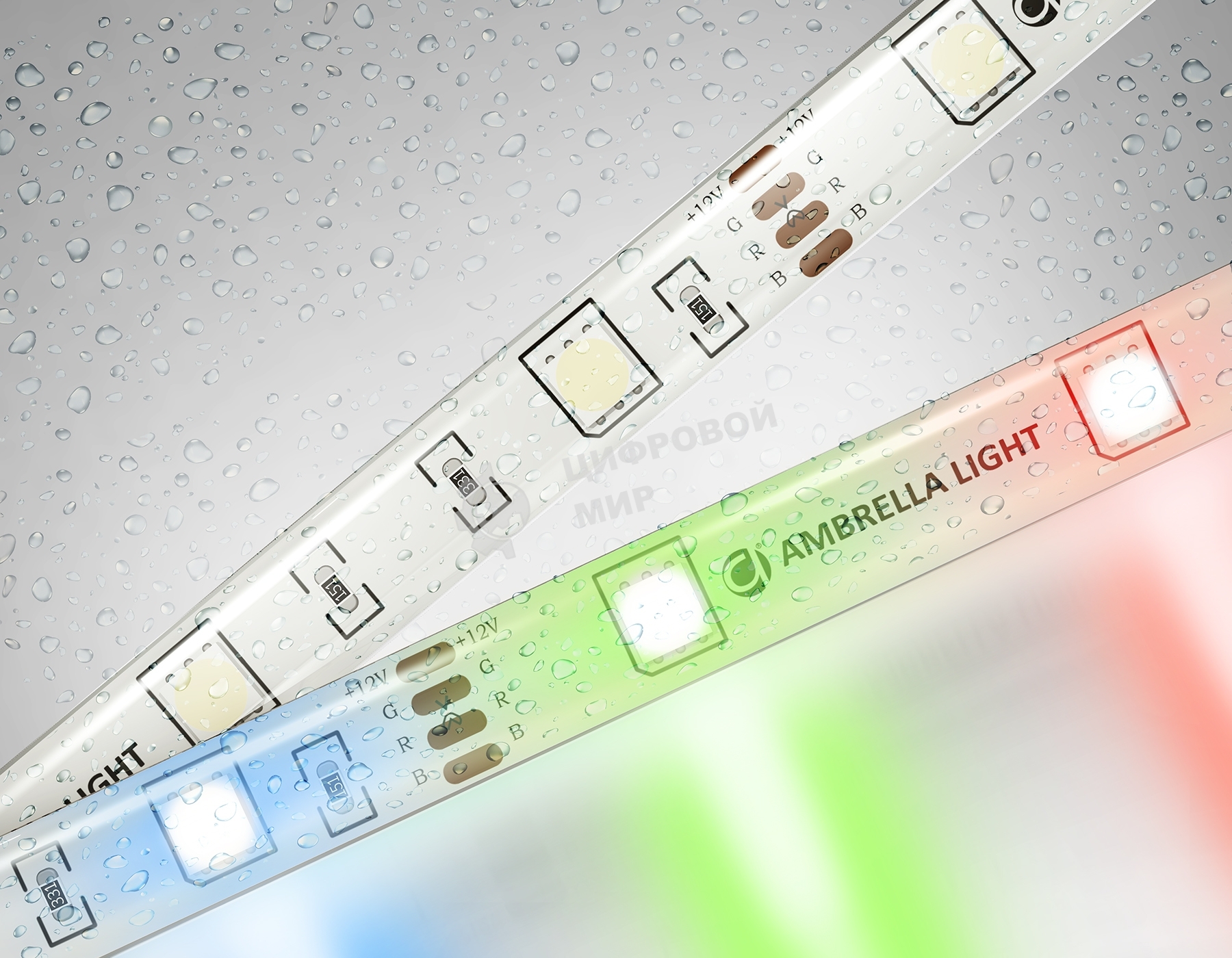 Светодиодная лента Ambrella light GS2301 5050 30Led/ 7.2W m/ 12V IP65 RGB/ 5000*10*2.87mm (4 конт.)