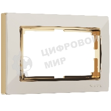 Рамка для двойной розетки (слоновая кость/золото) W0081932