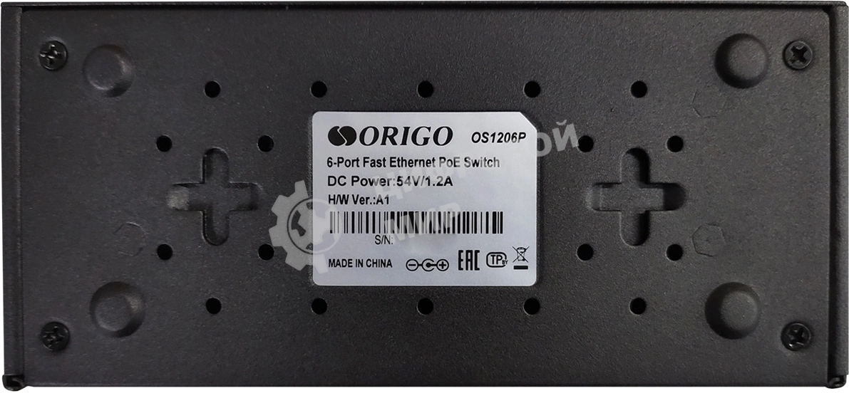 Коммутатор неуправляемый PoE ORIGO OS1206P/60W/A1A 4x100Base-TX PoE+, 2x100Base-TX, PoE-бюджет 60 Вт, корпус металл