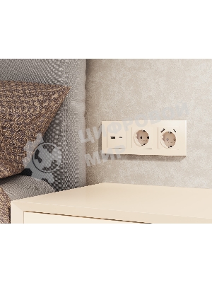Комплект механизма розетки ALFA Бежевый матовый 2USB A+C 20W (быстрая зарядка) QUANT (AP3310, VM177) MA331010