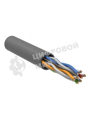 Кабель связи ITK витая пара U/UTP, кат.6, 4 пары 23AWG solid, 305м, ПВХ, серый