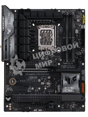 Материнская плата ASUS TUF GAMING Z790-PLUS WIFI, LGA 1700, Intel Z790, 4xDDR5, 4xSATA, 4xM.2, 1xPCIe 5.0 x16, 1xPCIe 4.0 x4, 2xUSB-A 3.2 Gen 2, 4xUSB-A 3.2 Gen 1, 1xUSB-C 3.2 Gen 2, 1xUSB-C 3.2 Gen 2x2, 1x2.5Gb LAN, 5x3.5 мм, 7.1, Standard-ATX