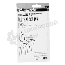 Набор ключей имбусовых Matrix HEX, 2–12 мм, CrV, 9 шт., короткие, сатин.