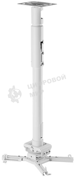 Универсальный потолочный комплект Wize Pro PR24A-W состоящий из крепления+штанги 46-61 см +площадки к потолку для проектора, макс. расстояние между крепежными отверстиями 430 мм, наклон +/- 25°, поворот +/- 6°, вращение 360°, до 23 кг, белый. PR24A-W