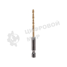 Сверло по металлу Kranz 3мм, Р6М5, ТИТАН, шестигранный хвостовик (1 шт. в упаковке) DIN 338