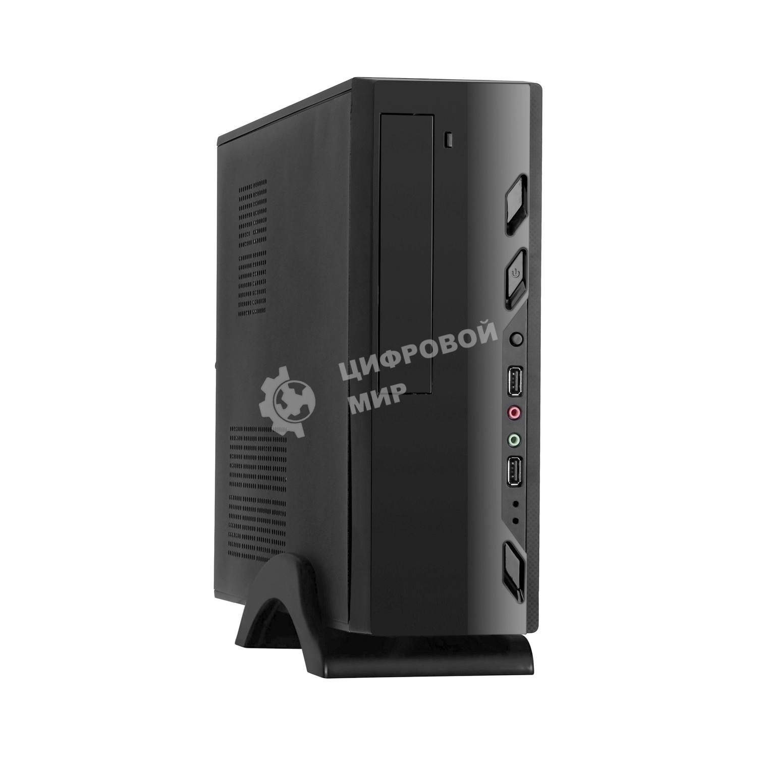 Компьютерный корпус MiniITX ExeGate EX268697RUS MI-208 Black, miniITX/mATX, без БП, 2хUSB, Audio