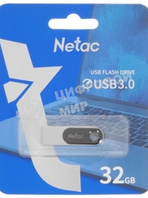 Флешка USB Netac U278 (NT03U278N-032G-32PN), 32Gb, USB 3.0, R/W 90/45, серебристый/черный