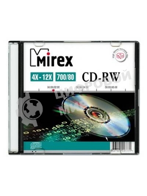 Диск CD-RW Mirex 700 Mb, 12х, Slim Case (1), (1/200)