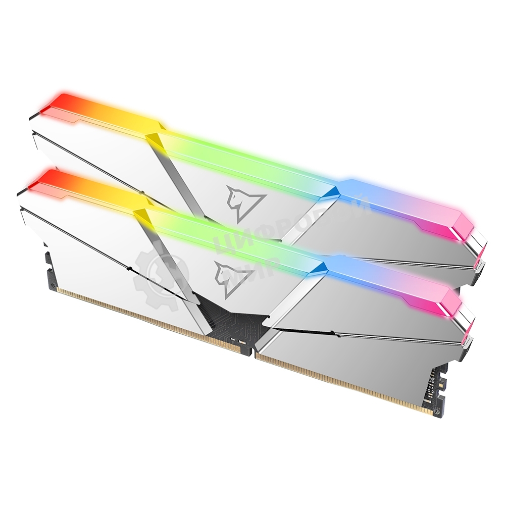 Оперативная память NETAC Shadow, DDR4, 16Gb (2x8Gb), 3200MHz, CL14, DIMM, с радиаторами, RGb, серебристый