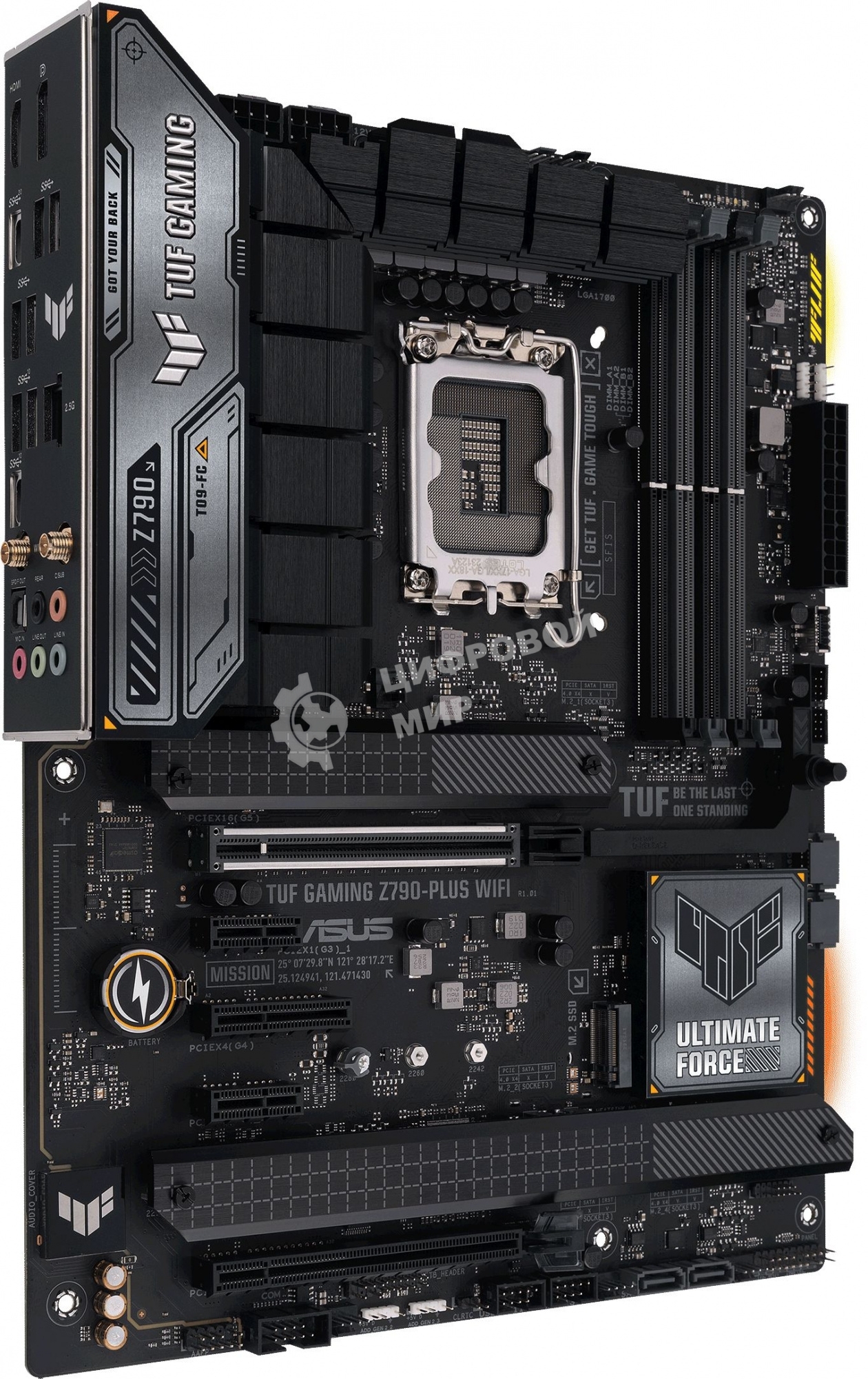 Материнская плата ASUS TUF GAMING Z790-PLUS WIFI, LGA 1700, Intel Z790, 4xDDR5, 4xSATA, 4xM.2, 1xPCIe 5.0 x16, 1xPCIe 4.0 x4, 2xUSB-A 3.2 Gen 2, 4xUSB-A 3.2 Gen 1, 1xUSB-C 3.2 Gen 2, 1xUSB-C 3.2 Gen 2x2, 1x2.5Gb LAN, 5x3.5 мм, 7.1, Standard-ATX