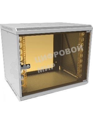 Шкаф коммутационный Suprlan (05-1093) настенный 12U 600x450 мм пер. дв. стекл направл. под закл. гайки 70 кг RAL 7035 385 мм 19 кг 500 мм