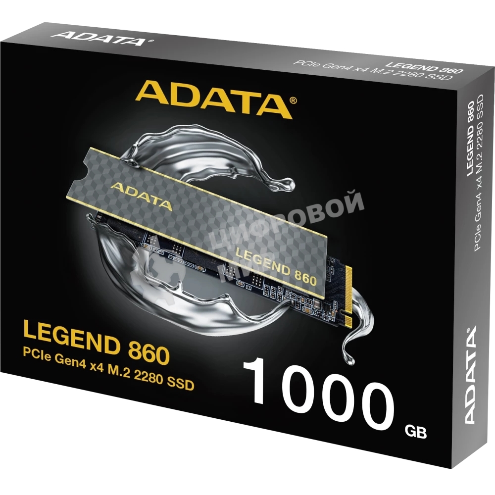 Накопитель SSD ADATA LEGEND 860, 1Tb, PCIe 4.0 x4, 2280, NVMe, R/W 6000/4000, с радиатором