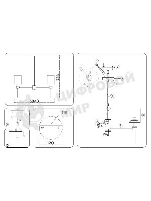 Люстра Ambrella light LH72373/7 DBS/WH темная латунь/белый E14/7 max 40W D840*720