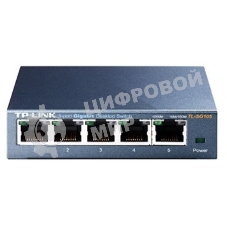 Коммутатор TP-Link SOHO TL-SG105 5-port Desktop Gigabit Switch, 5 10/100/1000M RJ45 ports, metal case