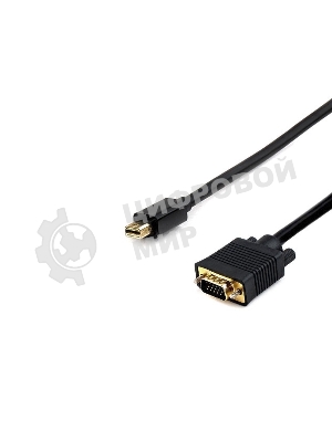 Кабель Cablexpert mDP-VGA, 20M/15M, 1.8м, черный, позол.разъемы, пакет (CC-mDPM-VGAM-6)