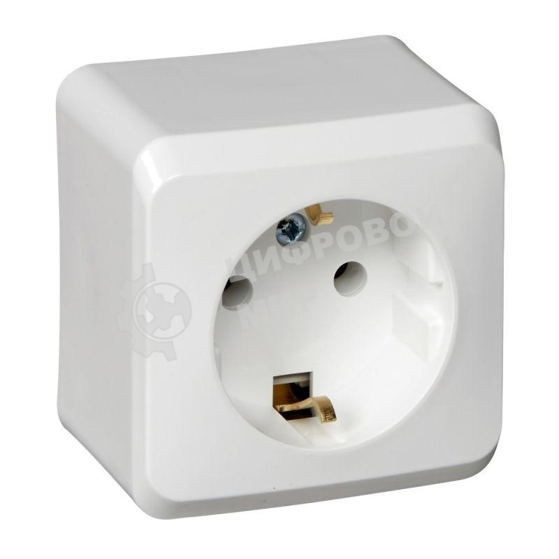 Розетка 1-м ОП Этюд 16А с заземл. белый SchE PA16-003B