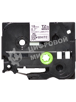 Картридж Brother TZ-ESE4 18 мм, 8 м, черный шрифт, белый фон, с ламинированной пломбировочной лентой, для BROTHER P-Touch