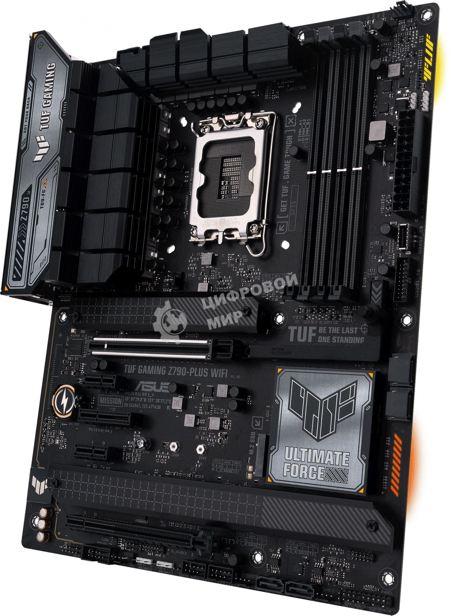 Материнская плата ASUS TUF GAMING Z790-PLUS WIFI, LGA 1700, Intel Z790, 4xDDR5, 4xSATA, 4xM.2, 1xPCIe 5.0 x16, 1xPCIe 4.0 x4, 2xUSB-A 3.2 Gen 2, 4xUSB-A 3.2 Gen 1, 1xUSB-C 3.2 Gen 2, 1xUSB-C 3.2 Gen 2x2, 1x2.5Gb LAN, 5x3.5 мм, 7.1, Standard-ATX