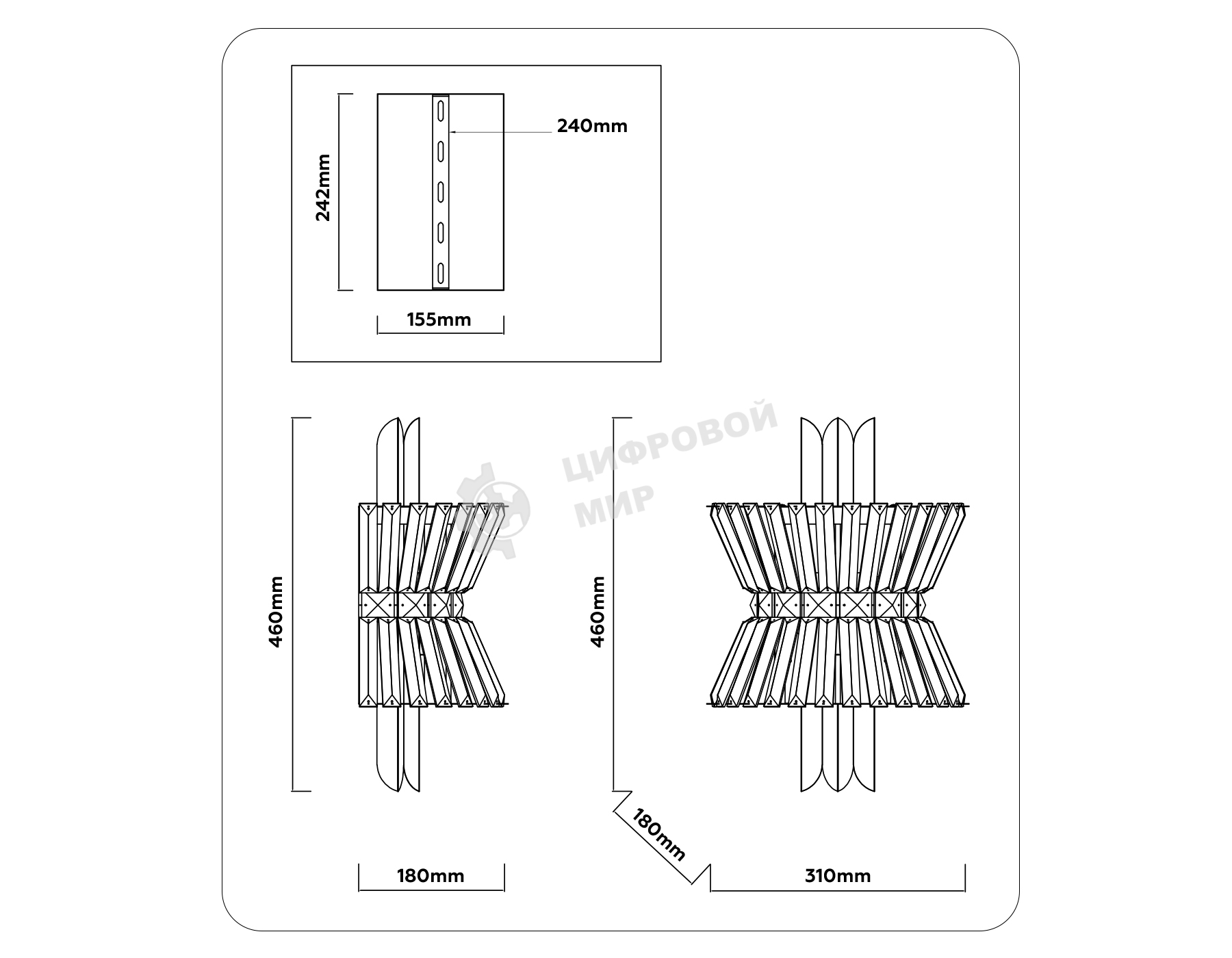 Настенный светильник Ambrella light LH41029/2 BS/CL латунь/прозрачный E14*2 max 40W 310*180*460