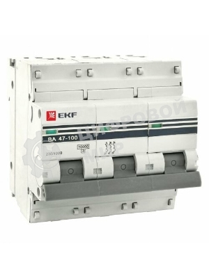 Выключатель автоматический EKF mcb47100-3-63C-pro 3P 63А (C) 10kA ВА 47-100 EKF PROxima