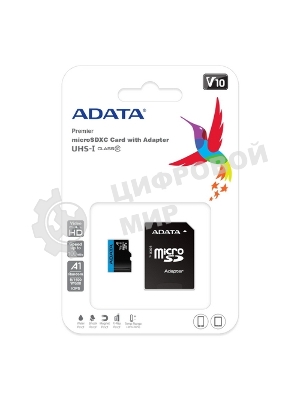 Флеш карта microSD 256Gb ADATA microSDHC Class 10 UHS-I A1 100/25 MB/s (SD адаптер)