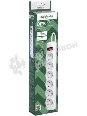 Сетевой фильтр Defender DFS 153 3 м, белый, 6 розеток