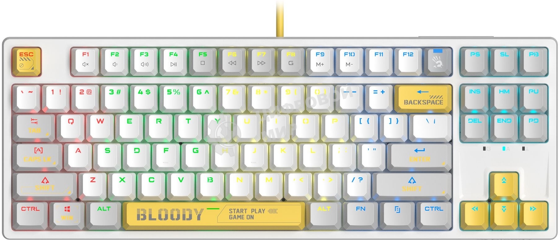 Клавиатура проводная A4Tech Bloody S87 Energy (S87 USB ENERGY WHITE) USB белый/желтый