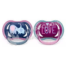 Пустышка Philips ultra air, слоники/LOVE, 18+ мес., 2 шт.