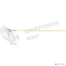 Грабли Сибртех веерные 18 зубьев, с черенком, оцинкованные, круглый зуб