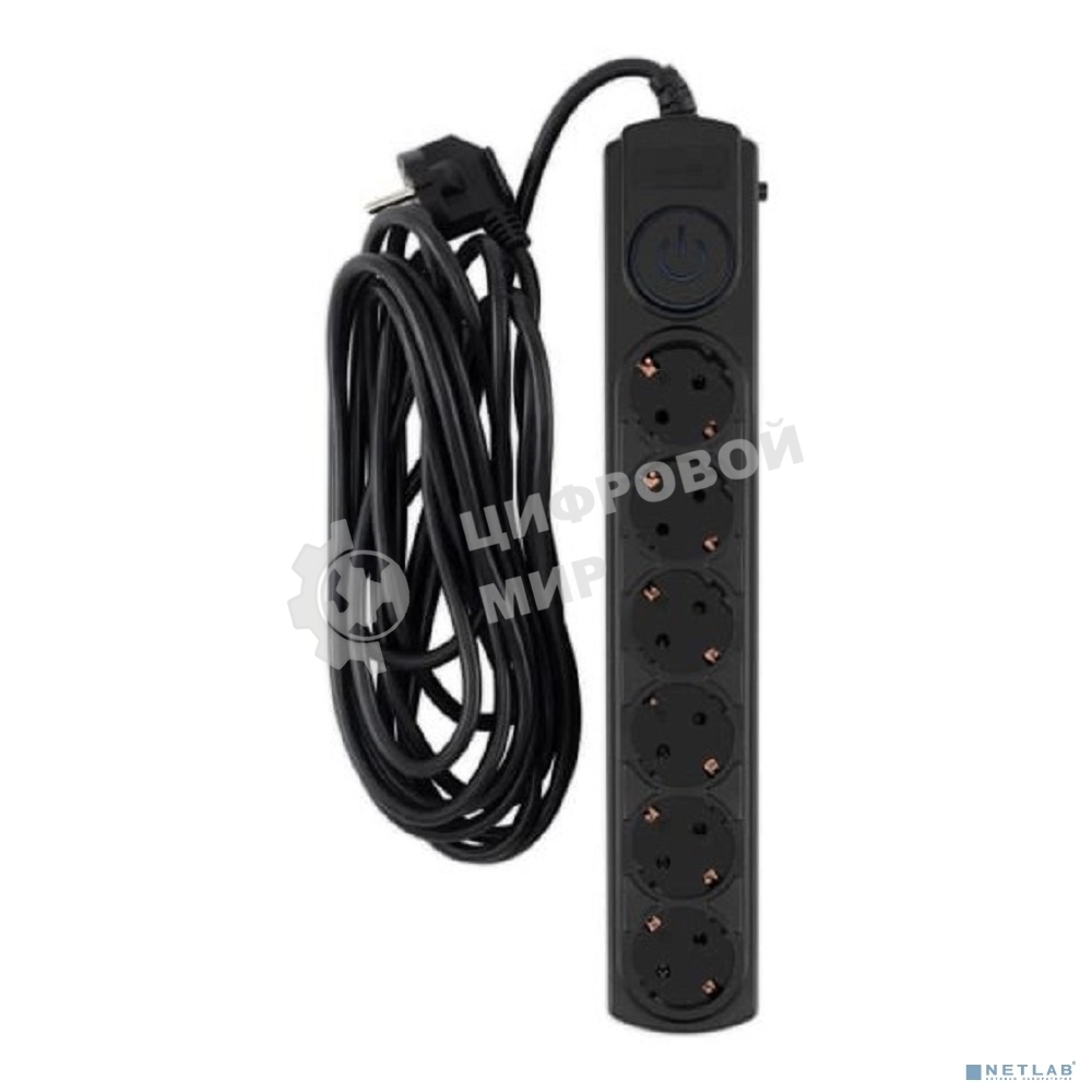 Сетевой фильтр Ippon BK-6-EU-5-10-B 5 м, 6 розеток, черный, коробка