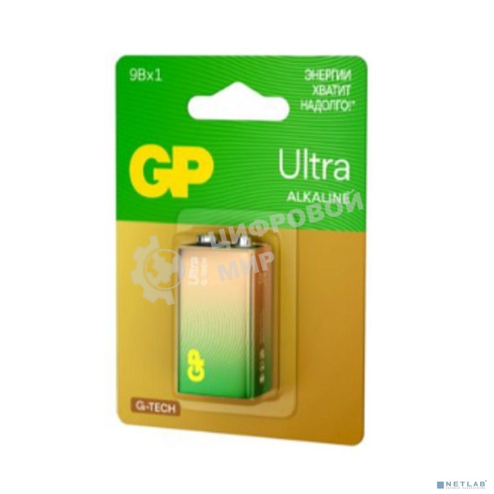 Алкалиновая батарейка GP Ultra Alkaline G-Tech 9V Крона - 1 шт. на блистере