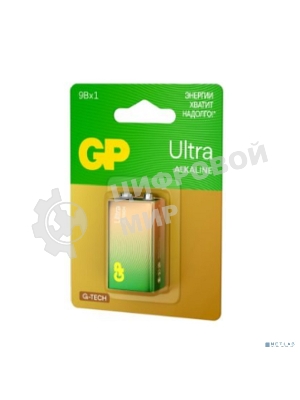 Алкалиновая батарейка GP Ultra Alkaline G-Tech 9V Крона - 1 шт. на блистере