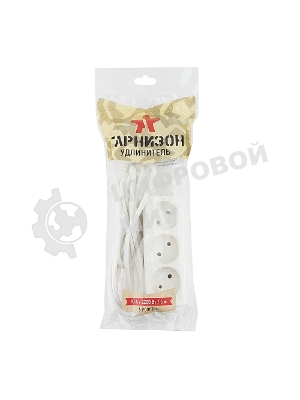 Удлинитель Гарнизон EL-NL3-W-3, 3 розетки допустимый ток 10А, длина 3 метра.