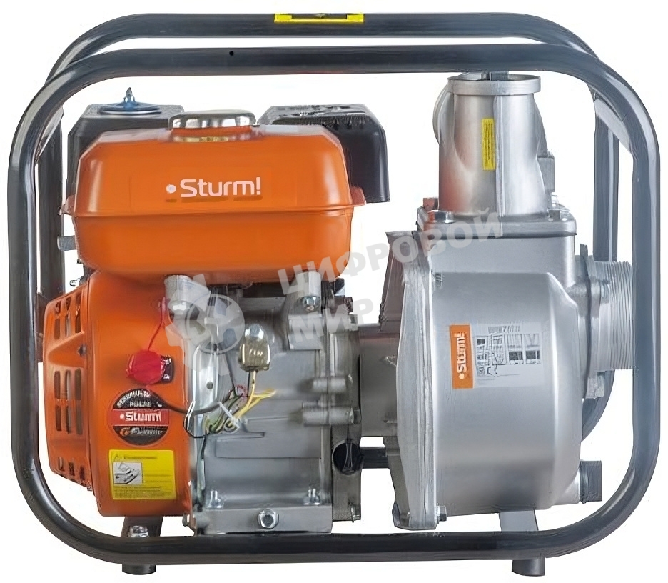 Бензиновая мотопомпа 7лс, 4-х тактн,1000л/мин,ЧИСТАЯ, напор 34м,бак 3,3л, d=80мм,Sturm! BP87101