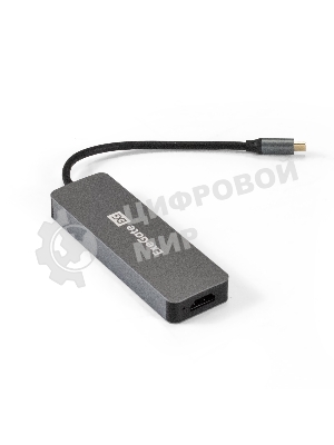 USB-концентратор ExeGate DUB-31C/PD/H (кабель-адаптер USB Type-C --> 3xUSB3.0 + PD 60W + HDMI 4K@30Hz, Plug&Play, серый)