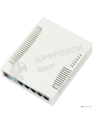 Коммутатор сетевой MikroTik RB260GS RouterBOARD 260GS 5-port Gigabit smart switch with SFP cage, SwOS, plastic case, PSU