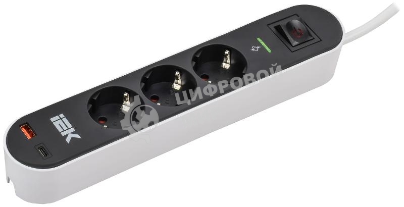 Фильтр сетевой СФ-03К 16А USB A+C 20Вт 1,5м 3х1,5мм2 черный
