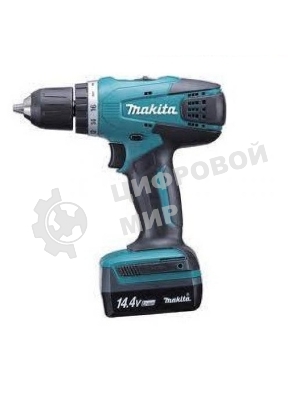 Дрель-шуруповерт аккумуляторная Makita HP347DWE, Аккумуляторная, 14.4В, 2 АКБ, Ударная, Кейс