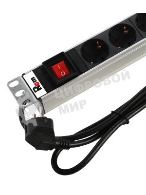 Аксессуар ЦМО Блок розеток Rem-16 с выкл., 8 Schuko, 16A, алюм., 19