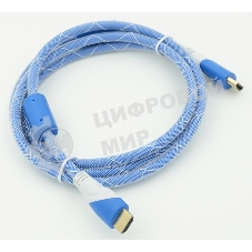 Кабель HDMI Ver.1.4 синий/белый jack HDMI19 (m)/HDMI19 (m) 1.8м феррит.кольца позолоченные контакты