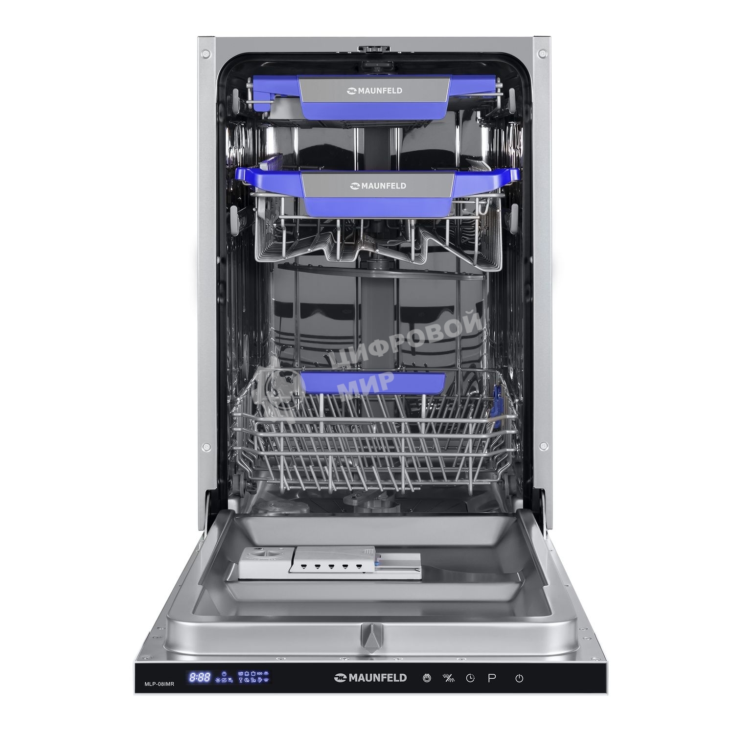 Встраиваемая посудомоечная машина Maunfeld MLP-08IMR, белый/черный, 44.5 см, 10 компл., 47 дБ, класс A++