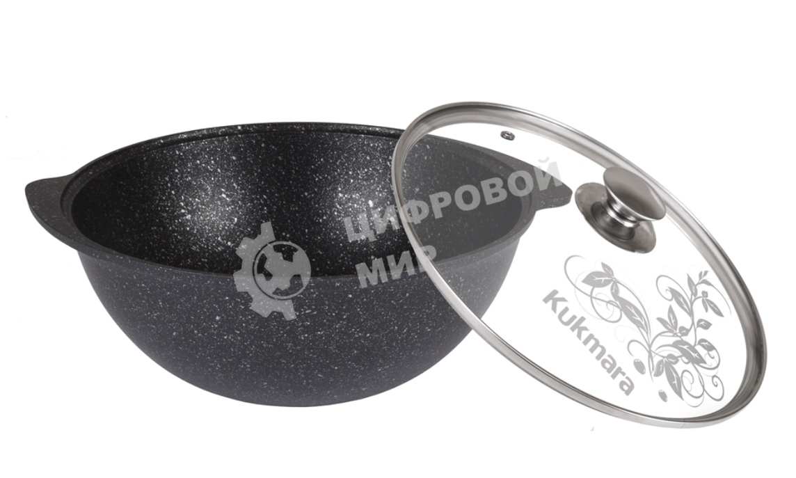 Казан для плова Kukmara 3,5 л со стекл.крышкой, АП (темный мрамор) КМТ37а