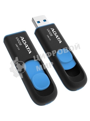 Флешка USB ADATA UV128 (AUV128-32G-RBE), 32Gb, USB 3.0, R/W 100/30, черный/синий