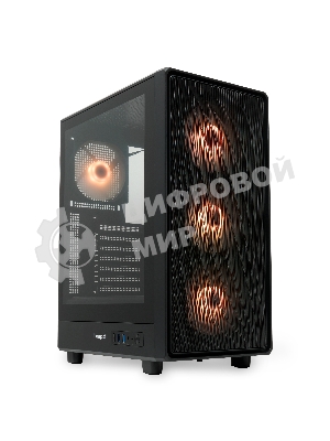 Компьютерный корпус HSPD M510, Mesh Mid Tower, черный, TG, 0.5 SPCC, 4x120мм ARGB ATX, mATX, mITX 180/280/160мм 1x2.5