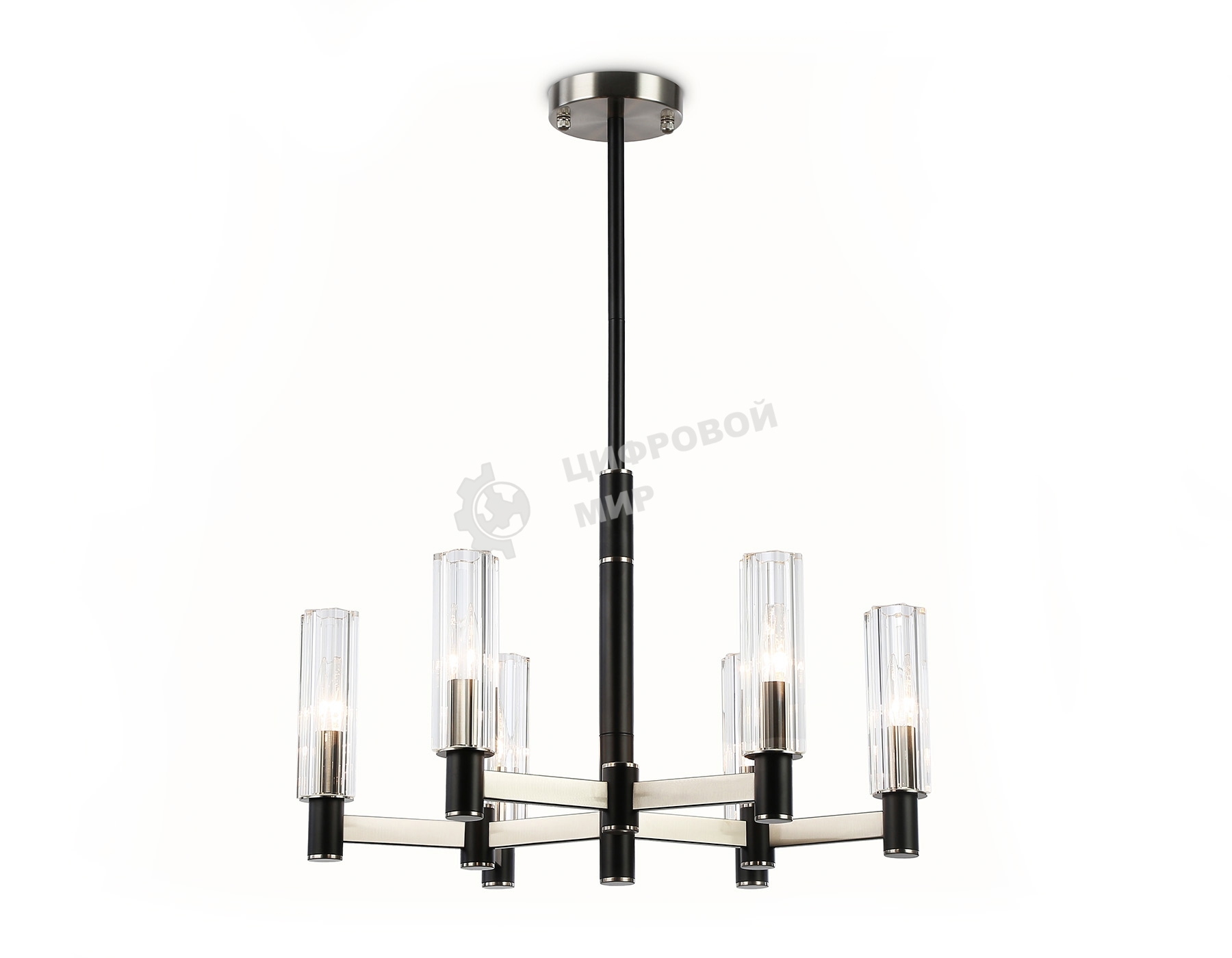 Люстра Ambrella light LH55501/6 SN/BK/CL сатин никель/черный/прозрачный E14*6 max 40W D570*760